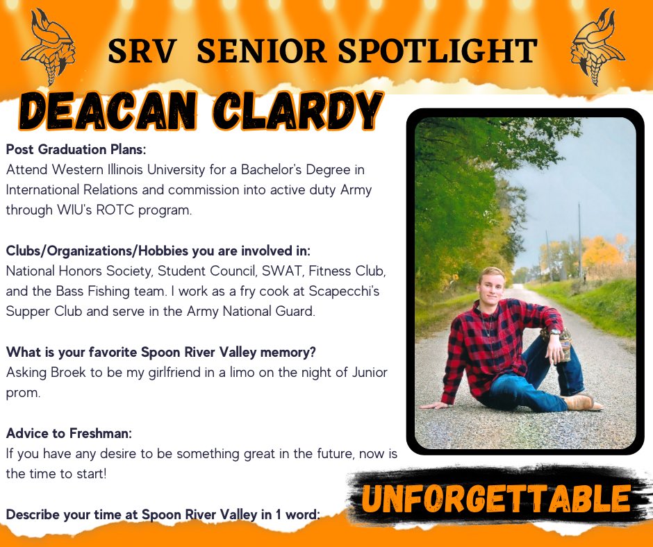MsJohnson2021's tweet photo. Today’s SRV Senior Spotlight is… Deacan Clardy!!! #4teamvalley #ClassOf2023 https://t.co/GM3vgGow8l