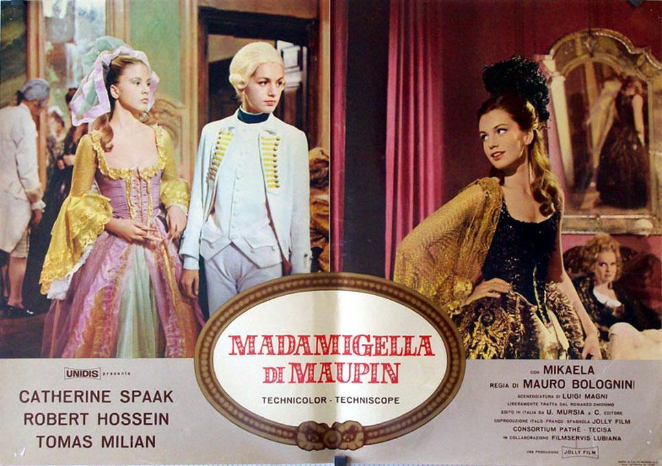 ここからは余談ね
映画化希望みたいなレス頂くこと多かったので調べてみました
初出は1966年の映画マドモアゼル ドゥ モーパン（原題Madamigella di Maupin）
監督/マウロ・ボロニーニ 
主演/カトリーヌ・スパーク
前述のゴーティエの原作をおおまかに基に作られてるほぼオリジナルの冒険ロマンスもの