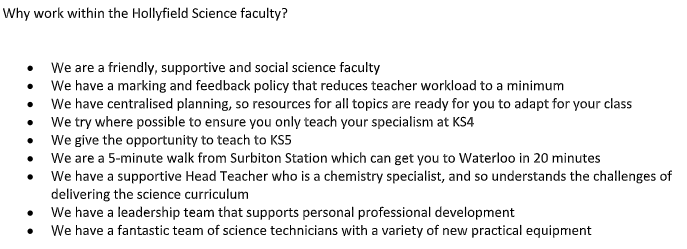 HollyfieldSci's tweet photo. Calling all ECTs, experienced teachers and those looking to take the first step into middle leadership. We have some cracking vacancies for September. Come and join a fun, supportive Science Faculty in Southwest London! Please RT @hf_phoenix 

https://t.co/Uo4jbYWM3i https://t.co/nXI55Eehty