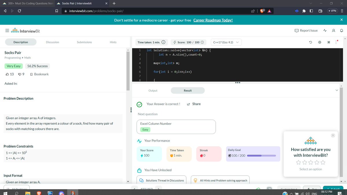 blackJaguar__'s tweet photo. Hello All, I have completed #Day010 of #365DaysofCode Challenge with
@Scaler
Today I solved the question- Sock Pair
Scaler discord community link: https://t.co/vhU0RxsZWt #scalerdiscord #codewithscaler https://t.co/tDvBBHoaLp