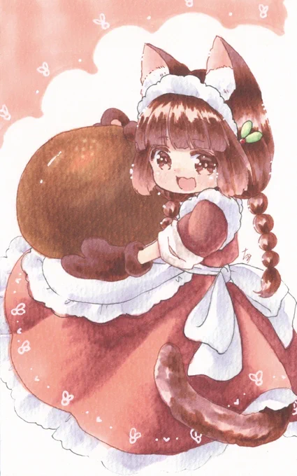 うちの子メイドと、創作メイドさん メイドさんの服可愛いから好き アトリエさんとglad.さんコラボのメイド展も参加するのでまた描けるの楽しみ  #メイドの日 #コピックイラスト