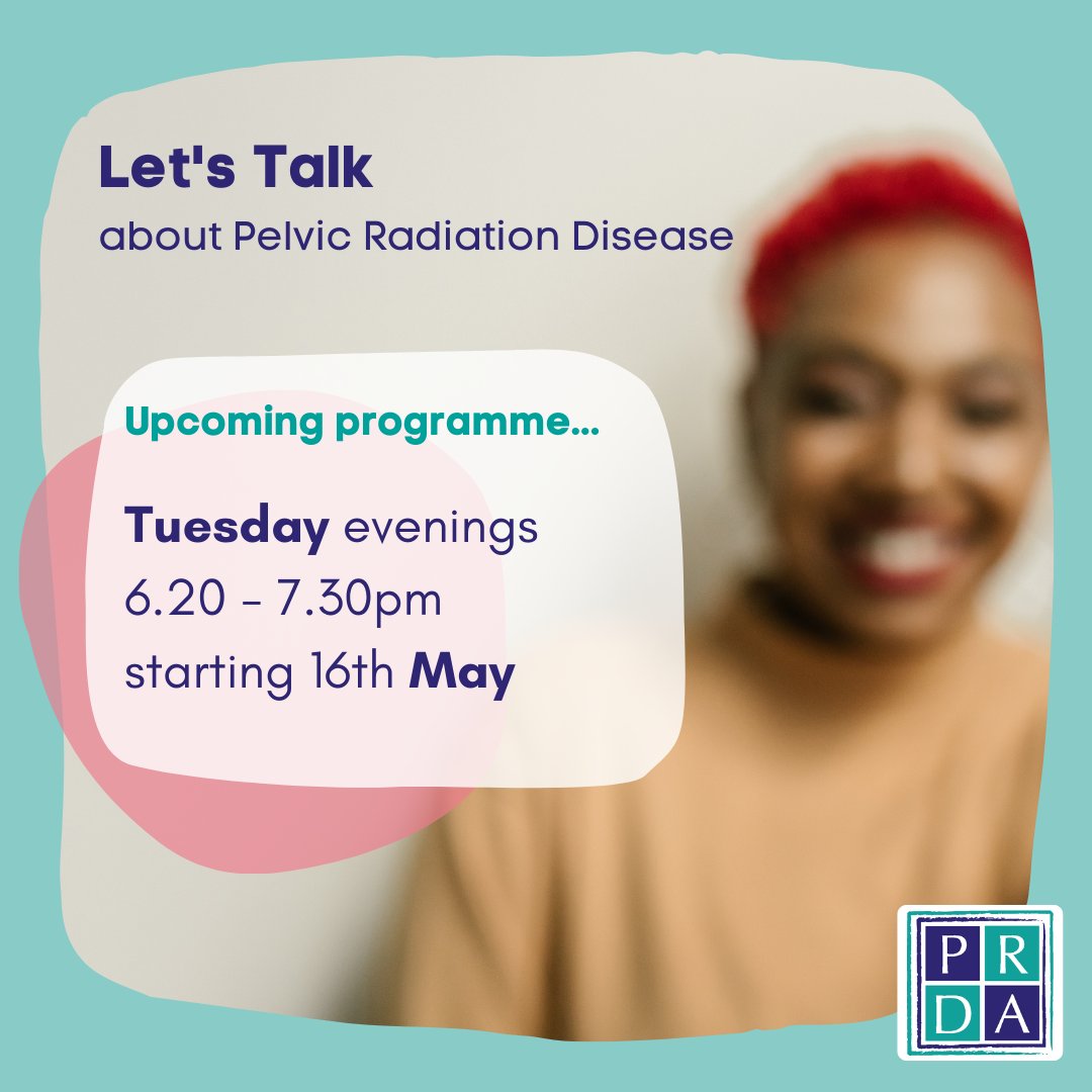 PRDA_uk's tweet photo. We have a small number of places left for our 'Let's Talk' programme which starts next Tuesday.
Held Tuesday evenings from 6.20 - 7.30pm for five consecutive weeks
For details and registration visit https://t.co/awk93AcGHM
#RadiationProctitis #RadiationCystitis #RadiationColitis https://t.co/mFpiEnEDPl