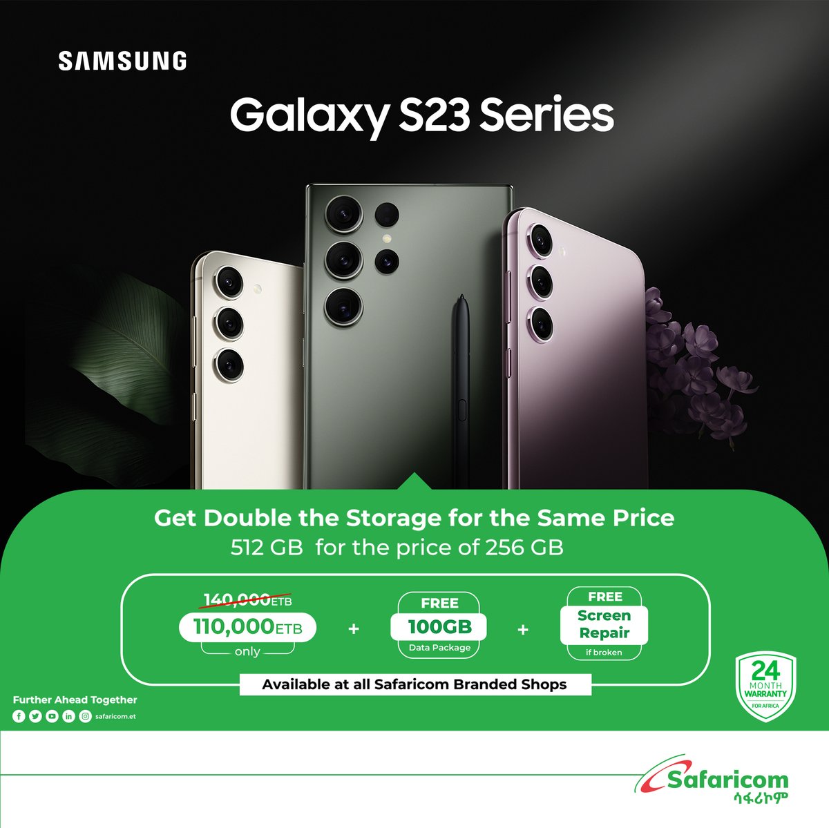 SafaricomET's tweet photo. Power up your day with the Samsung Galaxy S23 Ultra. With its most advanced processor &amp; long-lasting battery, allows for seamless multitasking &amp; all-day use.
Buy the Galaxy S23 Series from any Safaricom branded shop &amp; get the ultimate smartphone experience at a great deal. https://t.co/IQWF5I1stt