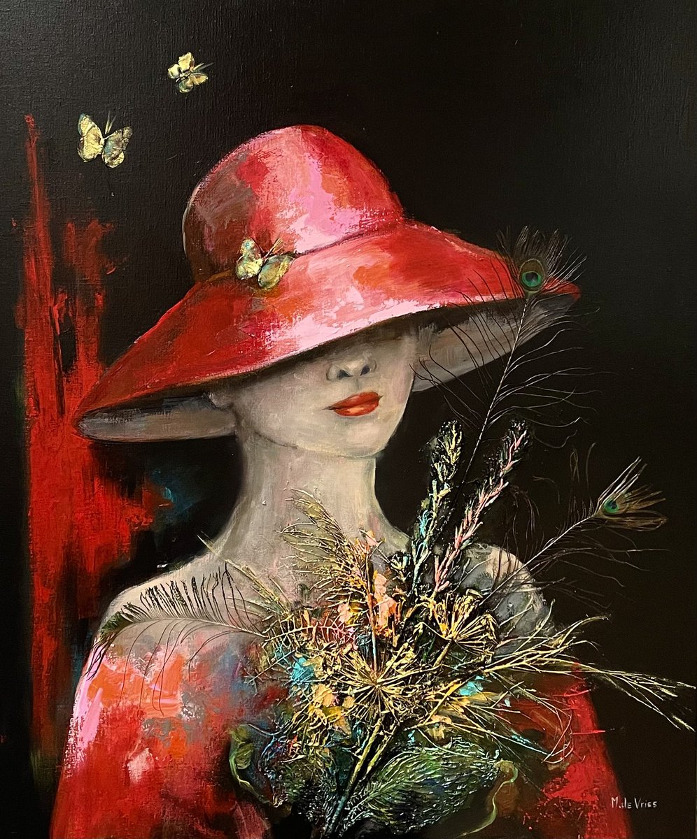 devriesmaria's tweet photo. “Zeg het met bloemen “ 100-120 cm. Acryl op linnen met bloemen goud en pauwenveren. www. https://t.co/k8mjR9DFci https://t.co/nNPuglGbOy