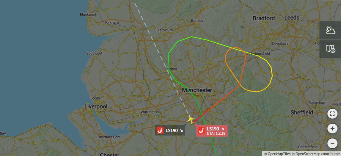 AvSourceNews's tweet photo. After a fairly rapid diversion and descent, Jet2 flight LS190 has now landed at Manchester.
https://t.co/NoykZyibK9
#Jet2 #Glasgow #LS190 #Manchester #AvGeek https://t.co/Ul2P7yFTSX
