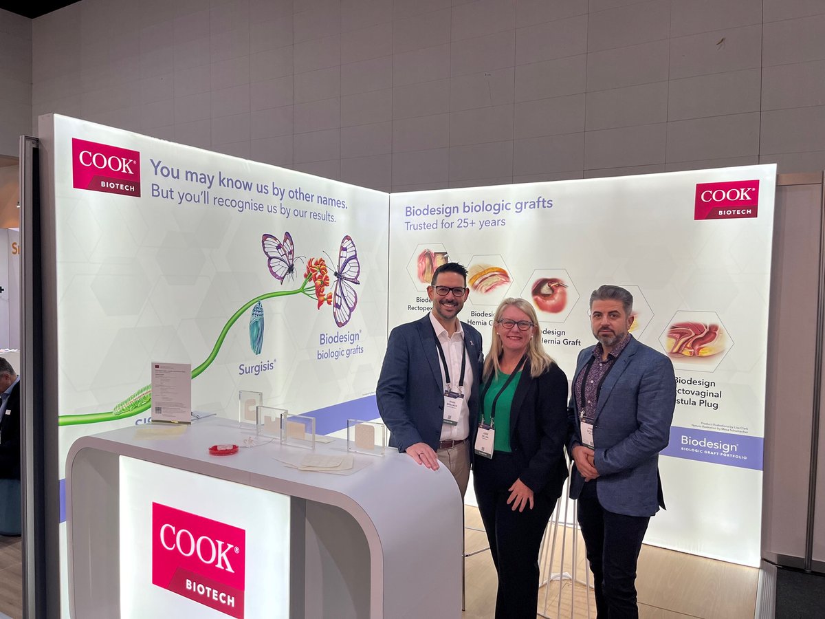 Cook_Biotech's tweet photo. We had a great time at RACS 2023 in Australia! We had a productive week of collaboration with our friends at from Obex Medical and Endotherapeutics. Thank you to everyone who stopped by our booth. #RACS2023 #CookBiotech #obexmedical #endotherapeutics https://t.co/WXCvqQv9Bl