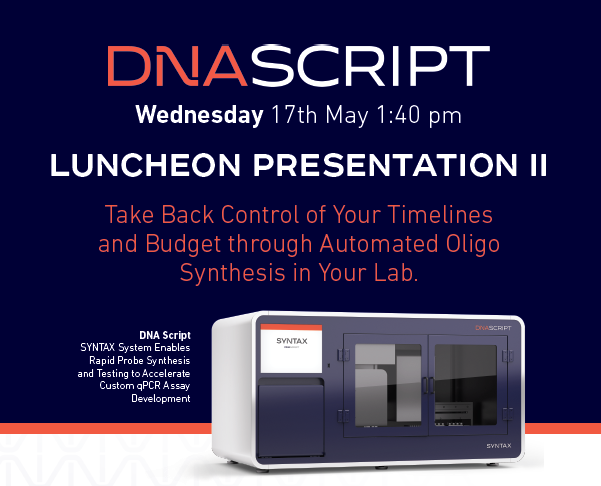 Are you attending <a href="/PEGSboston/">PEGS Summit</a> ? Be sure to attend our workshop Wednesday 17th May 1:40 pm
Take Back Control of Your Timelines and Budget through Automated #Oligo Synthesis in Your Lab