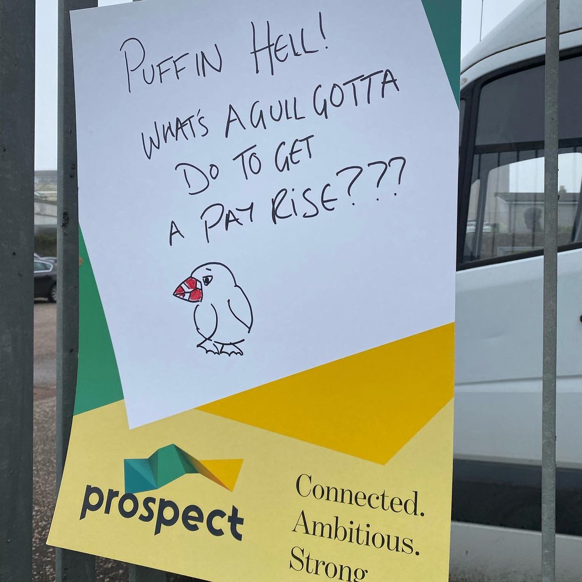 alyshafisha's tweet photo. @ProspectUnion is on strike today! Proud to stand with my colleagues today for fair pay and terms! https://t.co/MXlw4PLdKI