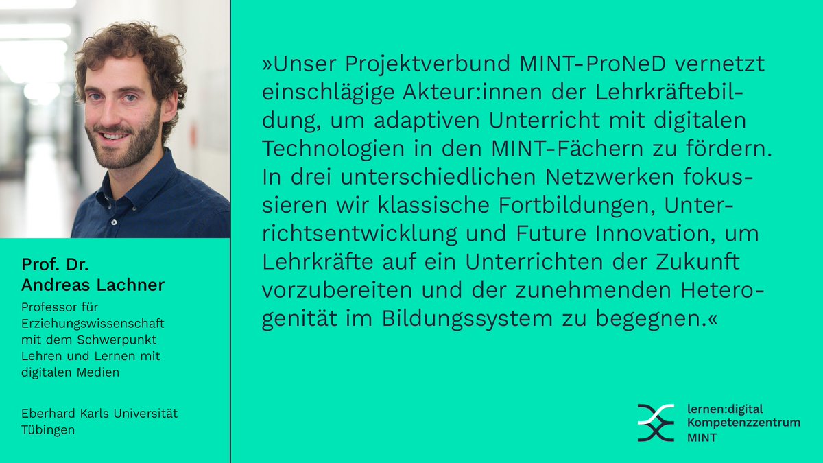 Kompetenzverbund lernen:digital (@lernendigitalde) on Twitter photo In Form von 3 Netzwerken wird im Verbundprojekt MINT-ProNeD ein integratives Gesamtkonzept für die MINT-Lehrkräftebildung etabliert und umgesetzt: 1️⃣ Fortbildungen, 2️⃣ Unterrichtsentwicklung, 3️⃣ Future Innovation, erklärt @lachner_andreas von der <a href="/uni_tue/">Universität Tübingen</a>. #twlz #lernendigital In Form von 3 Netzwerken wird im Verbundprojekt MINT-ProNeD ein integratives Gesamtkonzept für die MINT-Lehrkräftebildung etabliert und umgesetzt: 1️⃣ Fortbildungen, 2️⃣ Unterrichtsentwicklung, 3️⃣ Future Innovation, erklärt @lachner_andreas von der <a href="/uni_tue/">Universität Tübingen</a>. #twlz #lernendigital