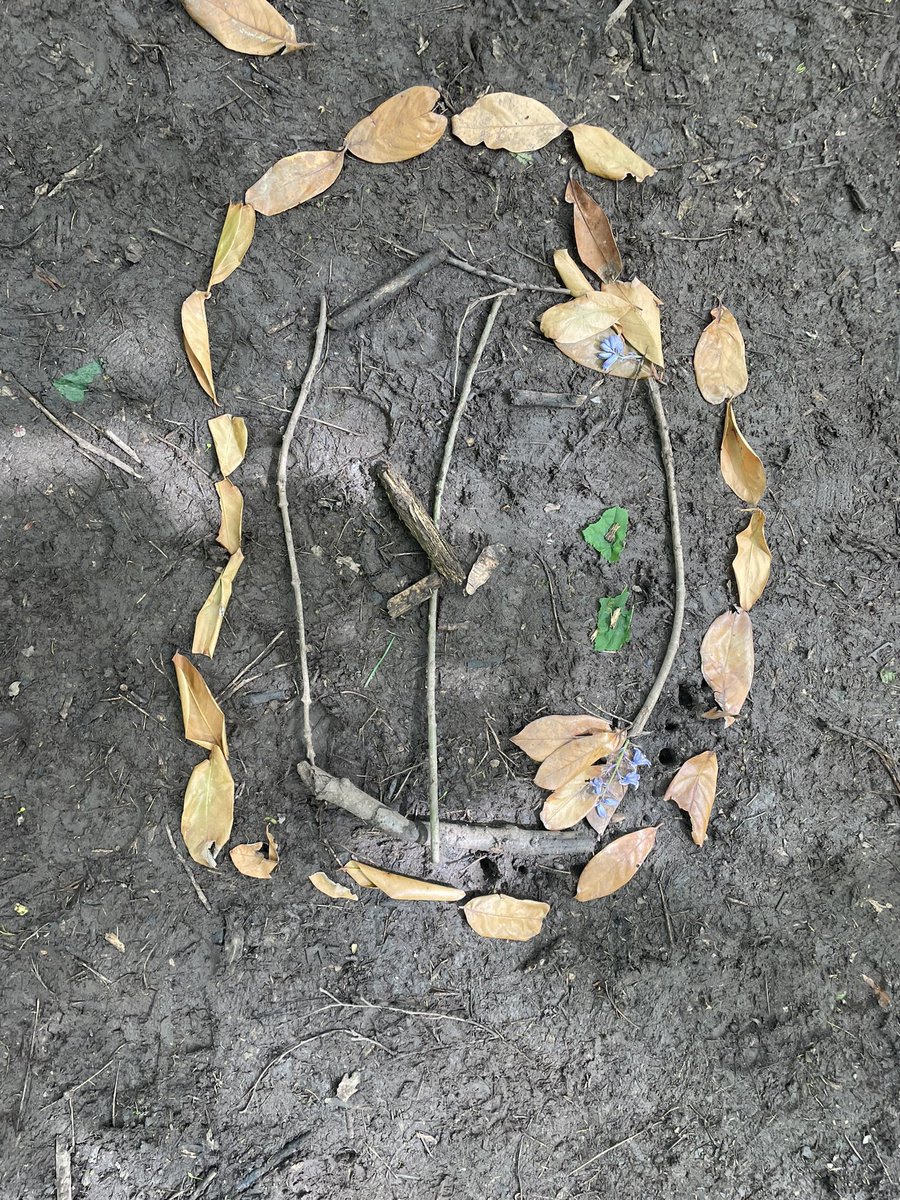 Making woodland art this afternoon in our outdoor learning at Brackenhurst #forestschools #artinnature #ks1