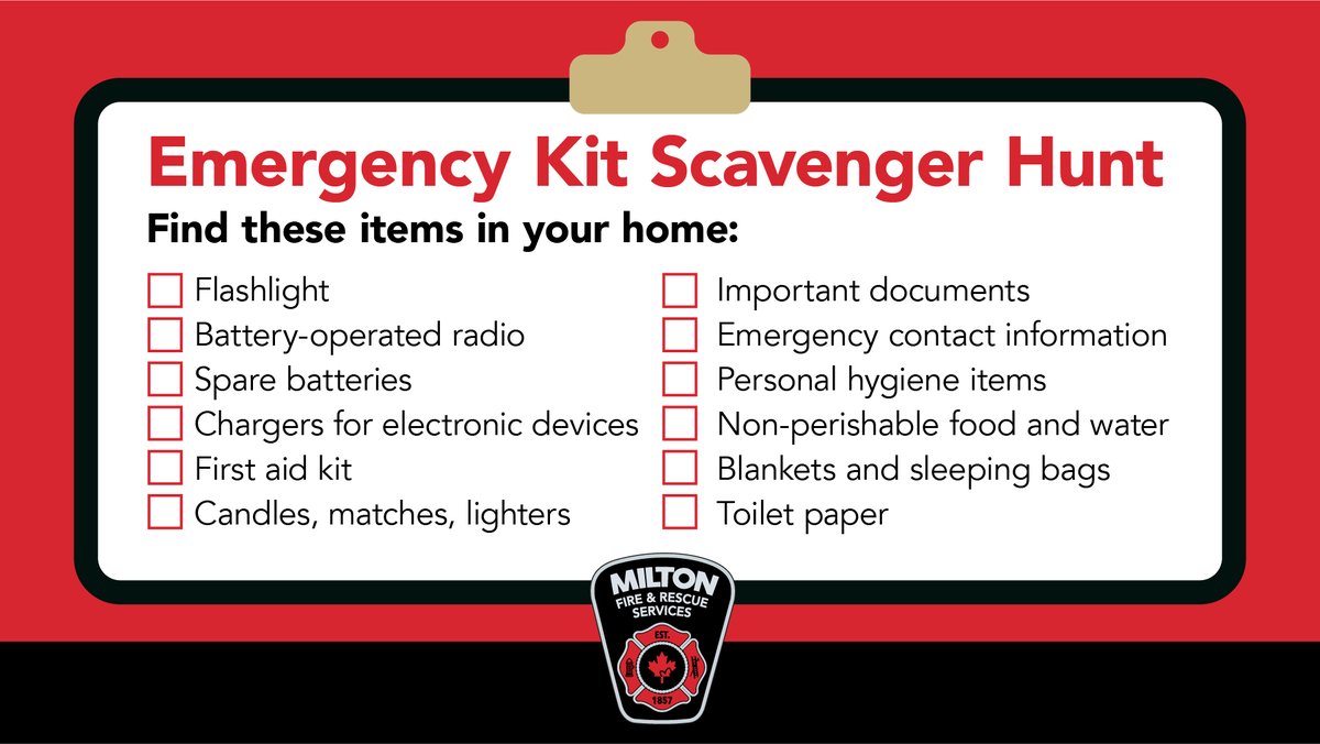 Join in & participate in our #EPWeek2023 scavenger hunt to build your own emergency kit with items you can find around your home.

Make sure to include all members of your family so everyone in your household knows what's inside the kit & where it is located.

Let’s get prepared!