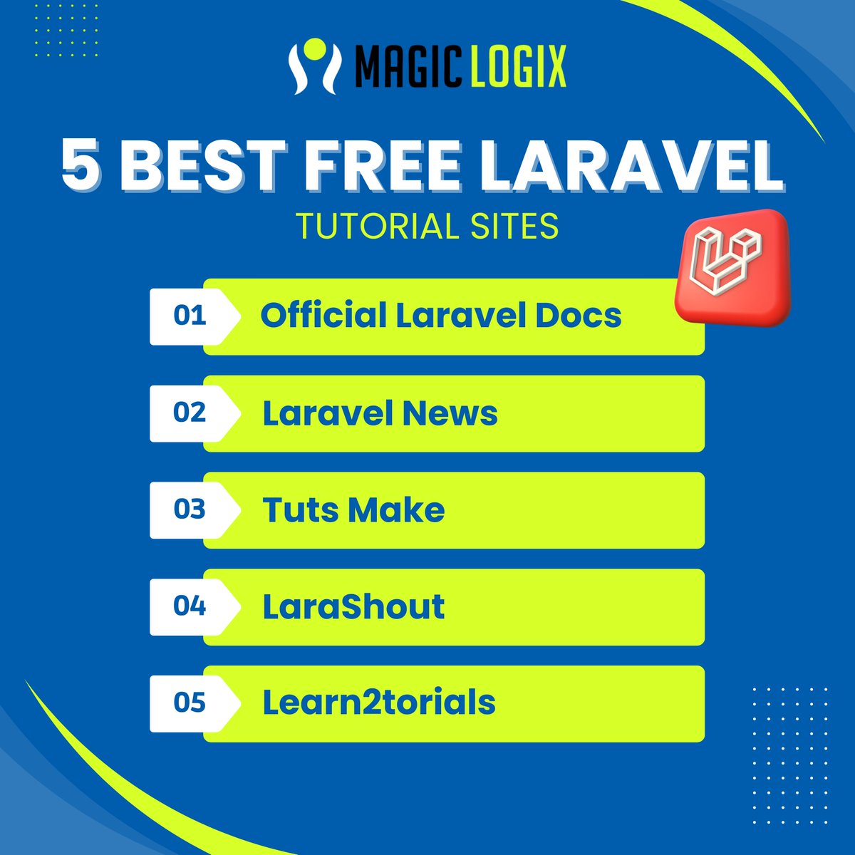 magiclogix's tweet image. 𝟱 𝗕𝗲𝘀𝘁 𝗙𝗿𝗲𝗲 𝗟𝗮𝗿𝗮𝘃𝗲𝗹 𝗧𝘂𝘁𝗼𝗿𝗶𝗮𝗹 𝗦𝗶𝘁𝗲𝘀.
#Laravel #laravelnews #larashout #marketing #digitalmarketing #laraveldeveloper #magiclogix @laravelnews @laravelphp