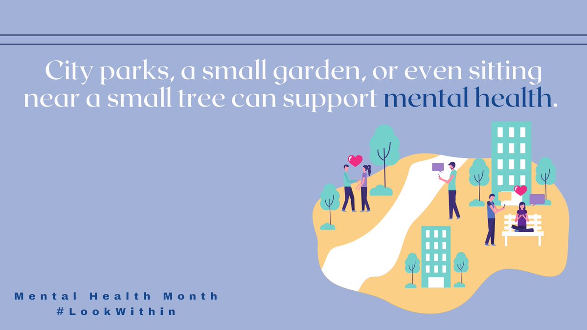 EDCoalition's tweet image. Keeping in mind that not everyone has access to #GreenSpace, you don’t need a picture-perfect outdoor experience. City parks, a small garden, or even sitting near a small tree can support #mentalhealth. 

#LookWithin @MentalHealthAm @EDCoalition