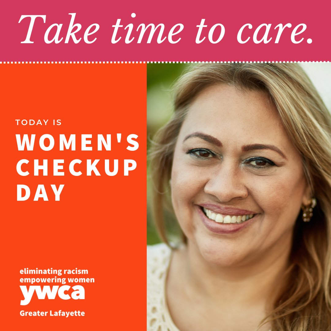 YWCA_Lafayette's tweet photo. Take time to care about yourself and make an appointment for your checkup today. If you or someone you know is having difficulty affording care, our Women’s Wellness Program may be able to help. Click the link: https://t.co/WJu0lkt9yl #CheckupDay #WomensWellness #YWCA https://t.co/wijGEcFxKv