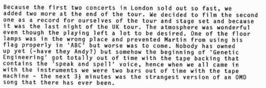 OMD40_'s tweet photo. #OTD 10 May in 1983 #OMD play the second of two nights at the Hammersmith Odeon in London, and the final night of the UK <Dazzle Ships> tour. And naturally there were problems .. #OMD40 #DS40 https://t.co/PxdQtKelko