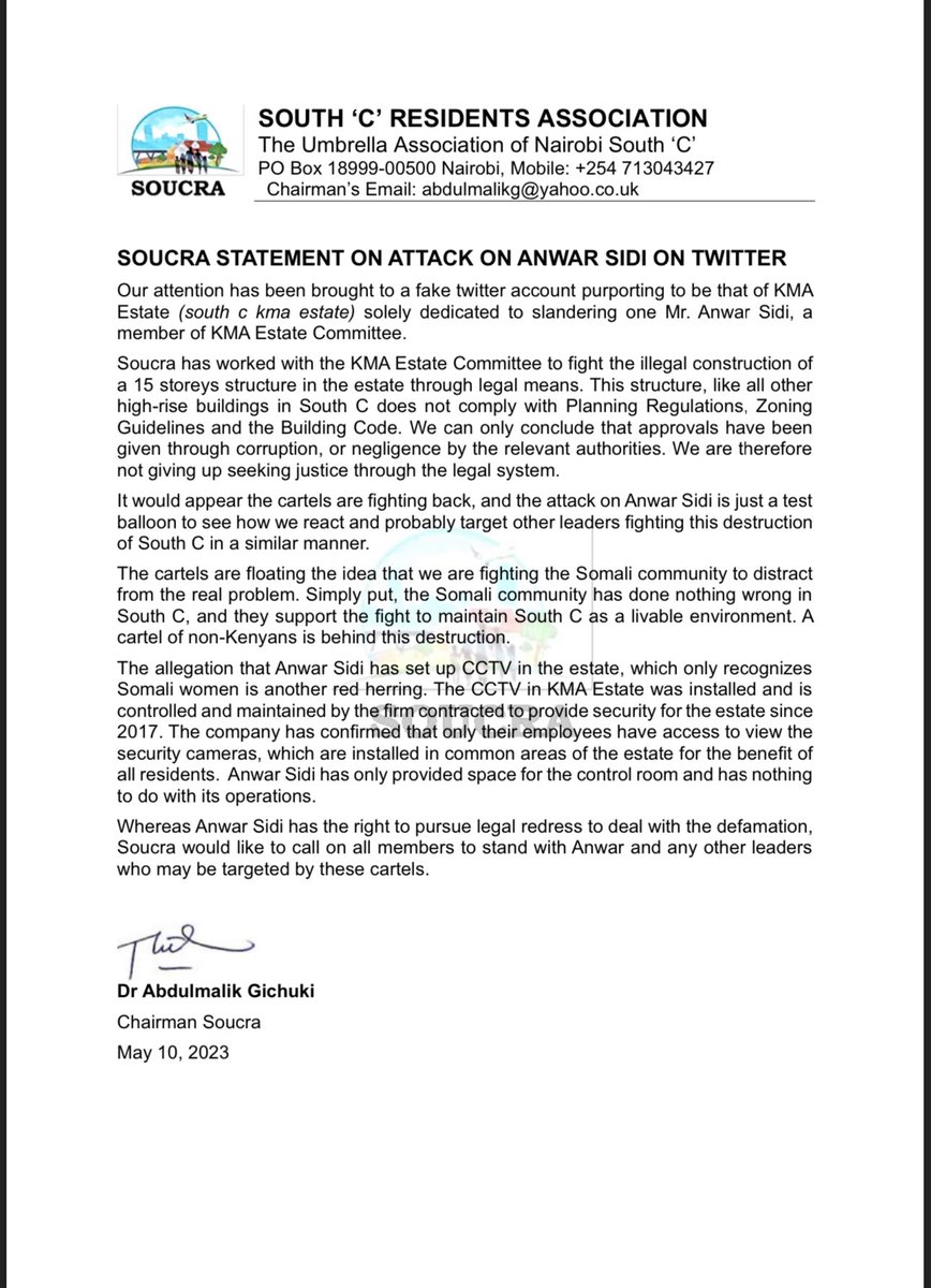 Huko South C pia kuna cartels who are now insulting <a href="/AnwarSidi/">Anwar Sidi🇰🇪</a> ? 

Sad how they are destroying Nairobi. <a href="/SakajaJohnson/">Sakaja Arthur Johnson</a>