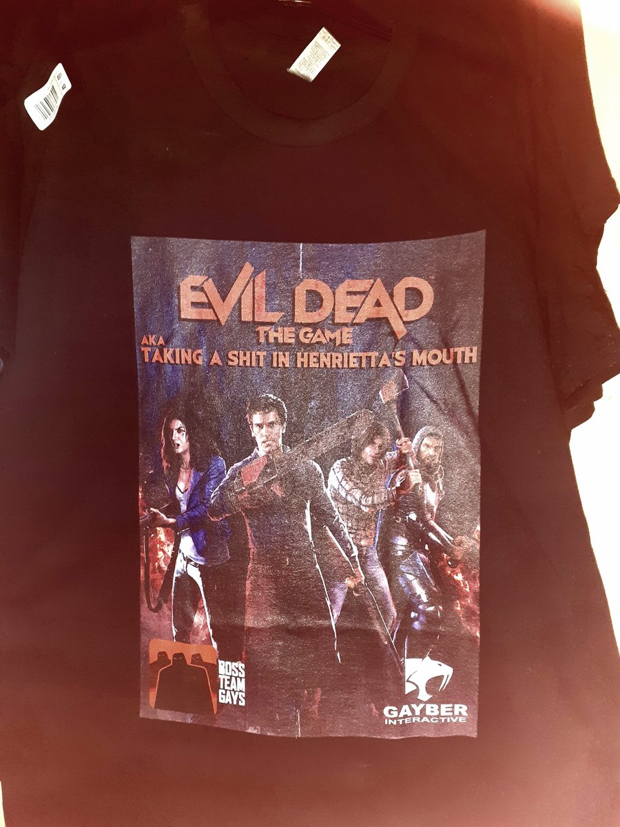 NDemonto's tweet photo. Hahahahahahahahahahahq the greatest T Shirt in the world has arrived. I will wear this EVERYWHERE.
#evildeadthegame #bossteamgames #timwillits #timwillitsisacunt https://t.co/nEDFOV8ZlK