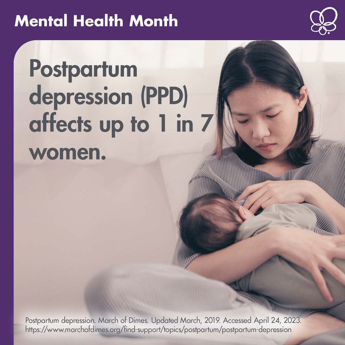 If you feel you are experiencing changes in your #mentalhealth before or after the #birth of your #baby, schedule time to speak with your #healthcareprovider or a #mentalhealthprofessional. #MentalHealthAwarenessMonth