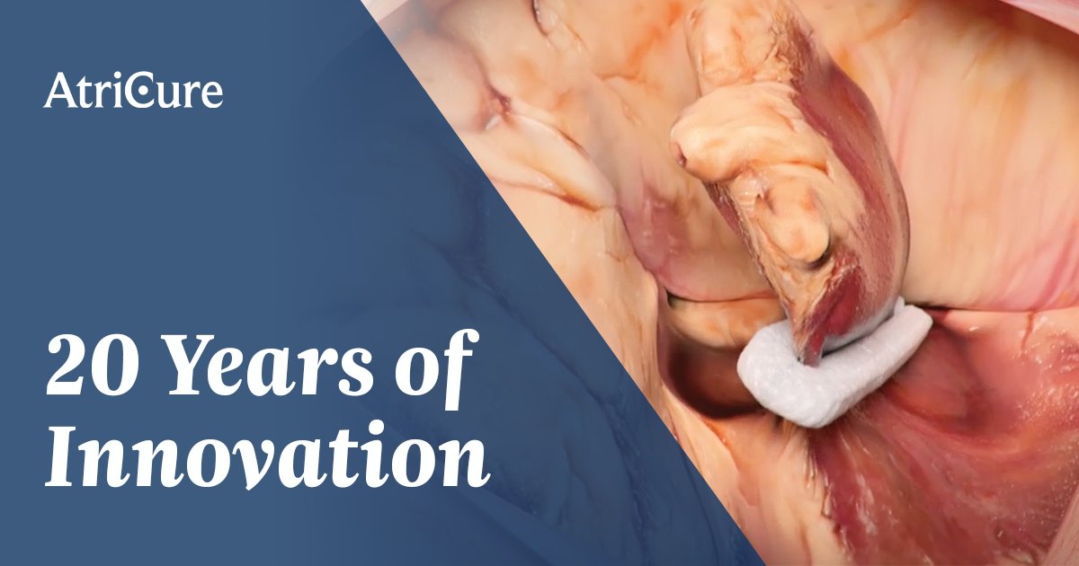 AtriCure's tweet photo. AtriCure has dedicated 20 years of innovation to the AtriClip®. That’s a high bar for LAA exclusion. Learn more and ISI: https://t.co/gfLXX1oasx. #AtriClip #cardioTwitter https://t.co/rUbmueHudN