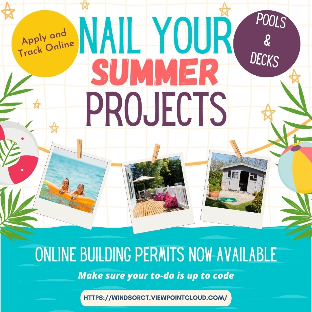 What's on your summer project list? If your plans include a pool, deck, shed, or renovation you can apply for your permit online today! Check out townofwindsorct.com/building/onlin… to learn more
#summerprojects #homerenovation #onlineservices #grandopening #todayistheday