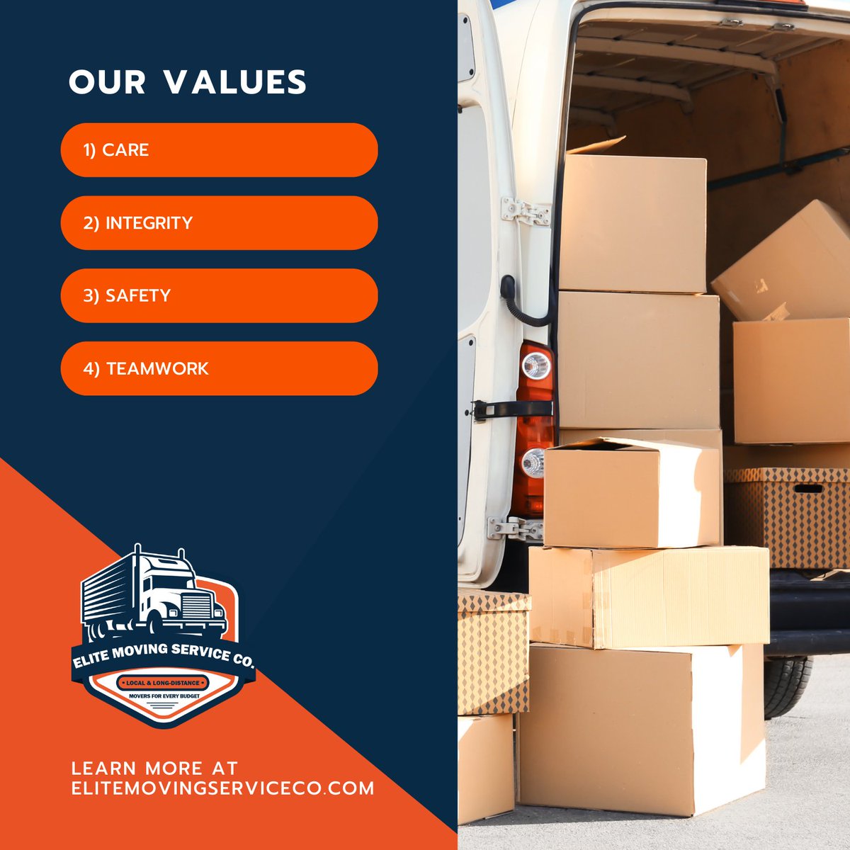 EliteMovingServ's tweet photo. At Elite Moving Service Co., we pride ourselves on our core values: Care, Integrity, Safety, and Teamwork. Experience the difference when you choose us for your next move! Get your moving quote today at https://t.co/Up3AAbJczx #EliteValues #MovingCompany #ChooseUs https://t.co/dWOdpCi2Oh