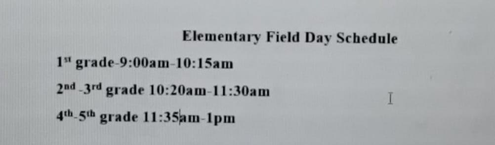 hulljacksones's tweet photo. Today is elementary field day! Families, we’ll meet you at the field. https://t.co/678Y6SphSy