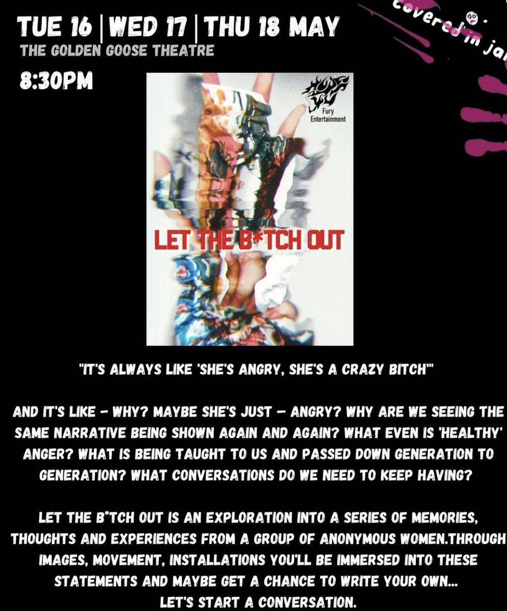 Furyentertain's tweet photo. What is ‘Let The B*tch Out?’ 

#theatre #immersive #verbatim #newwork https://t.co/AEjw3rHC0t