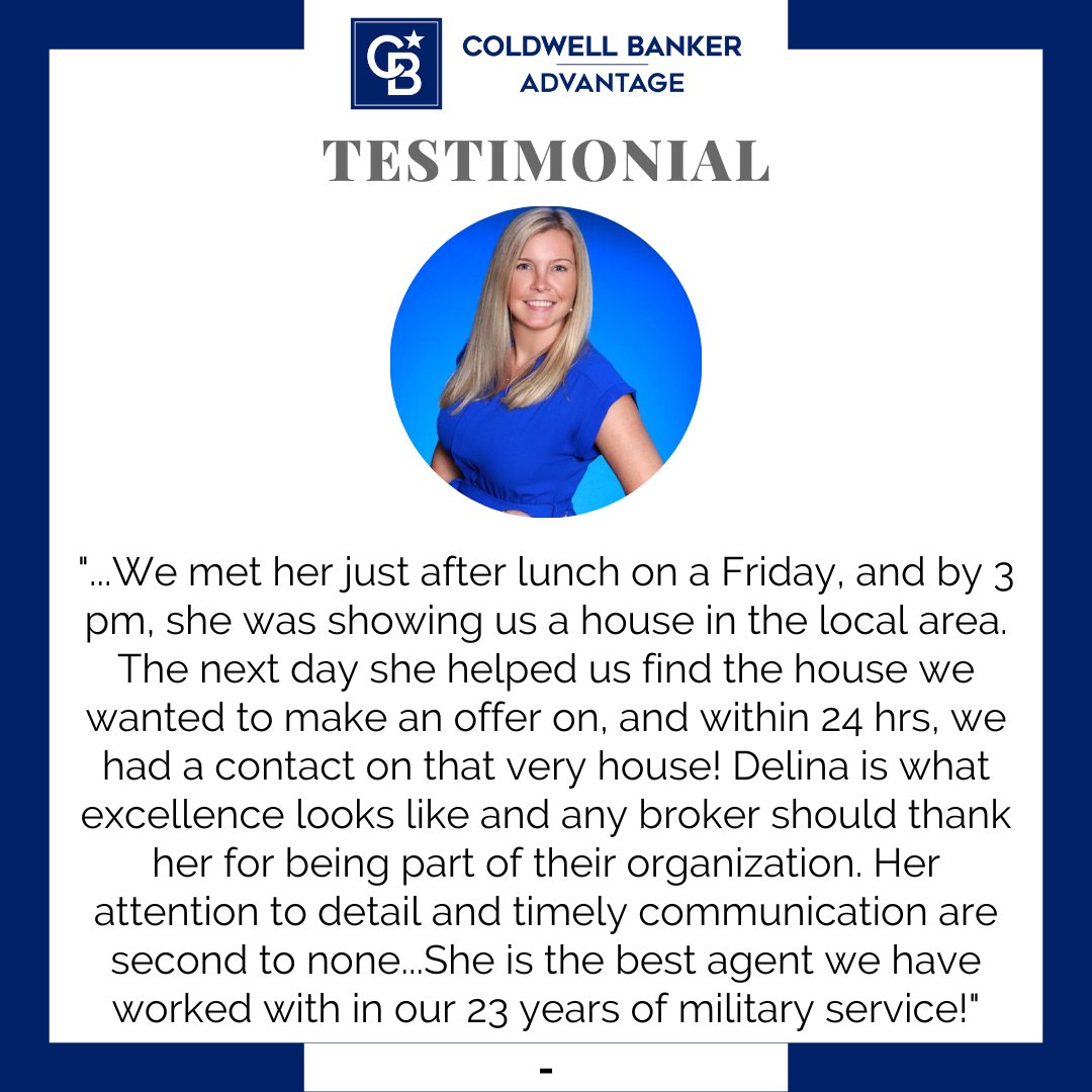 What an incredible testimonial for Delina McKnight! For all of your real estate needs, contact her today: (727) 348-5493 #ColdwellBankerAdvantage #CBAdvantage #HomesCBA #SouthernPinesRealEstate #SouthernPinesNC #PinehurstNC #PinehurstRealEstate #HomeSelling #HomeBuying #Realtor
