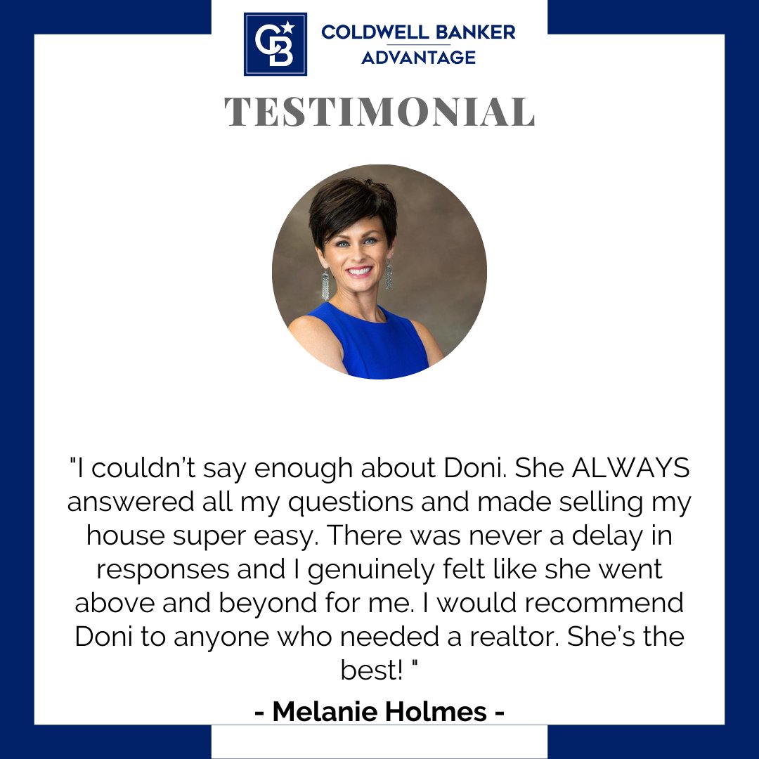What a great testimonial for Doni Crowell! If you are in the market to buy or sell a home, contact her today: (910) 633-3977 #HomesCBA #ColdwellBankerAdvantage #FayettevilleRealEstate #FayettevilleNorthCarolina #CBAdvantage #HomeBuying #HomeRenting #HomeSelling #Realtor