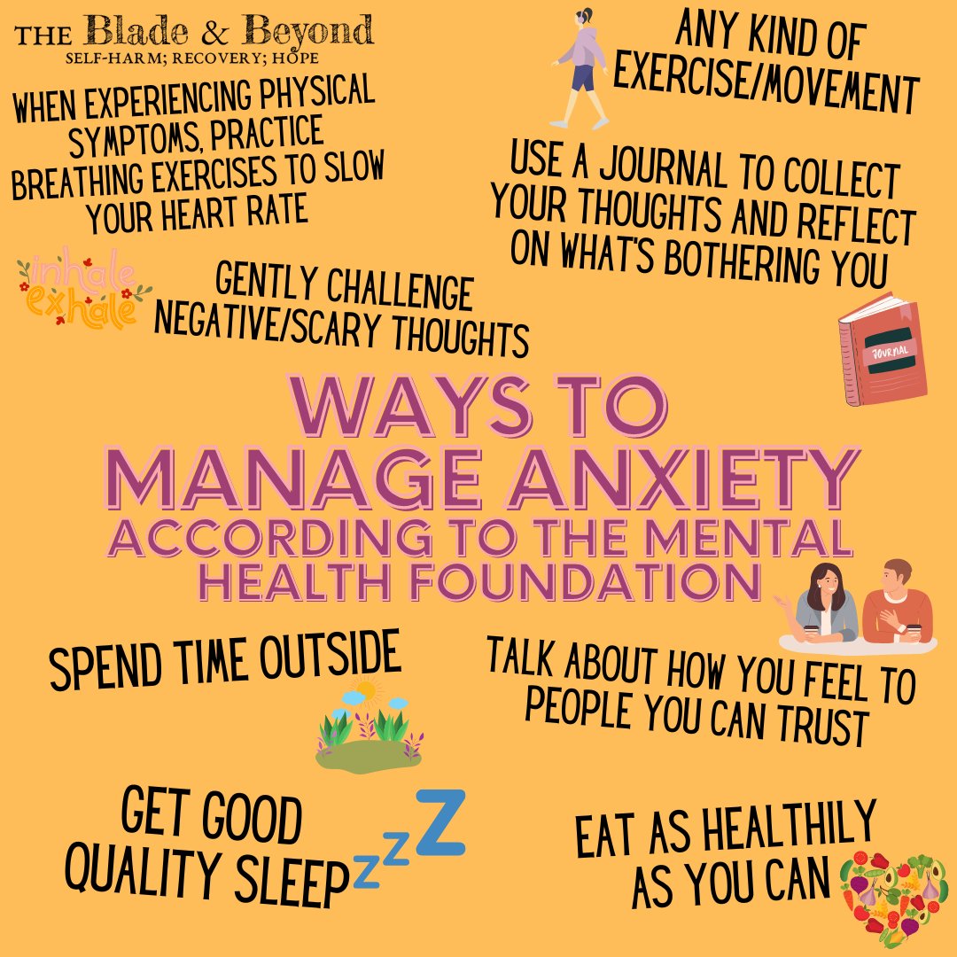 bladeandbeyond's tweet photo. The Mental Health Foundation @mentalhealth has some excellent tips for managing #anxiety this #MentalHealthAwarenessWeek 
https://t.co/nEBMsTGEB3
#mentalhealth #anxietyrelief #selfharmprevention https://t.co/XjTItaOjHG