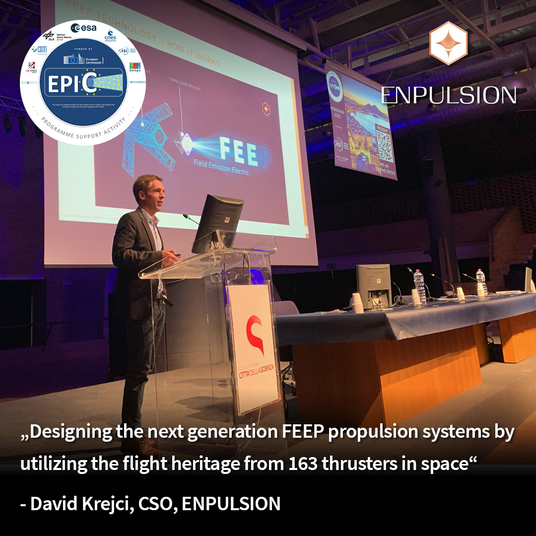 enpulsion's tweet photo. What an “epic” presentation by our CSO David Krejci at the EPIC Workshop 2023 in Naples, about the flight heritage of our 163 ENPULSION NANO #thrusters in #space and how it lead to the design of the next generation of #FEEP thrusters - the ENPULSION NEO #thruster.
@esa https://t.co/KtlNNllQ70