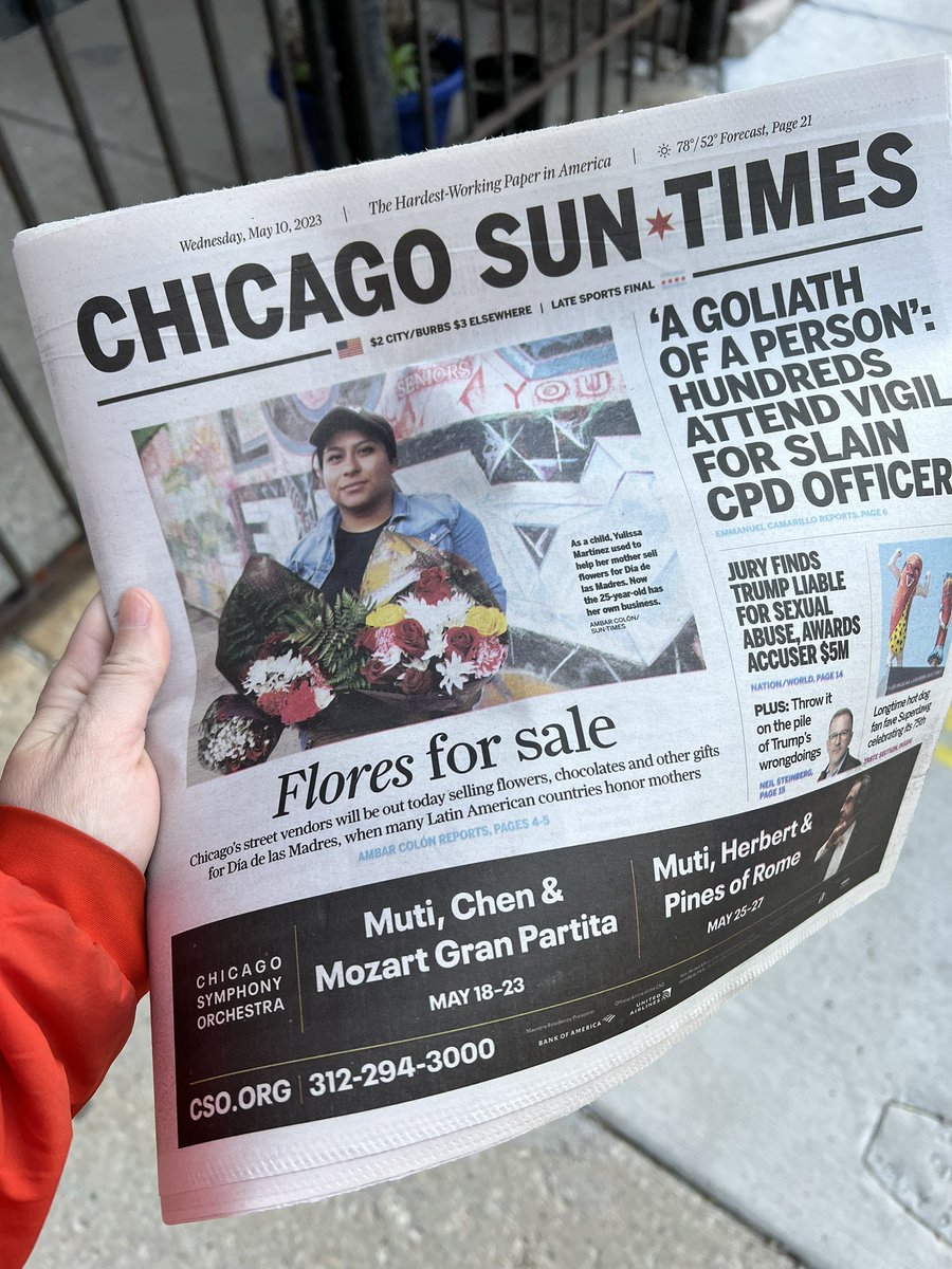 My heart is so happy to see this story by <a href="/MeDicenAmbi/">A.M.C.</a> on the front page. Feeling grateful this AM to work on beautiful stories across print and digital with the talented <a href="/Suntimes/">Chicago Sun-Times</a> team.  graphics.suntimes.com/la-voz/2023/mo… 💐🌺🌸🌹