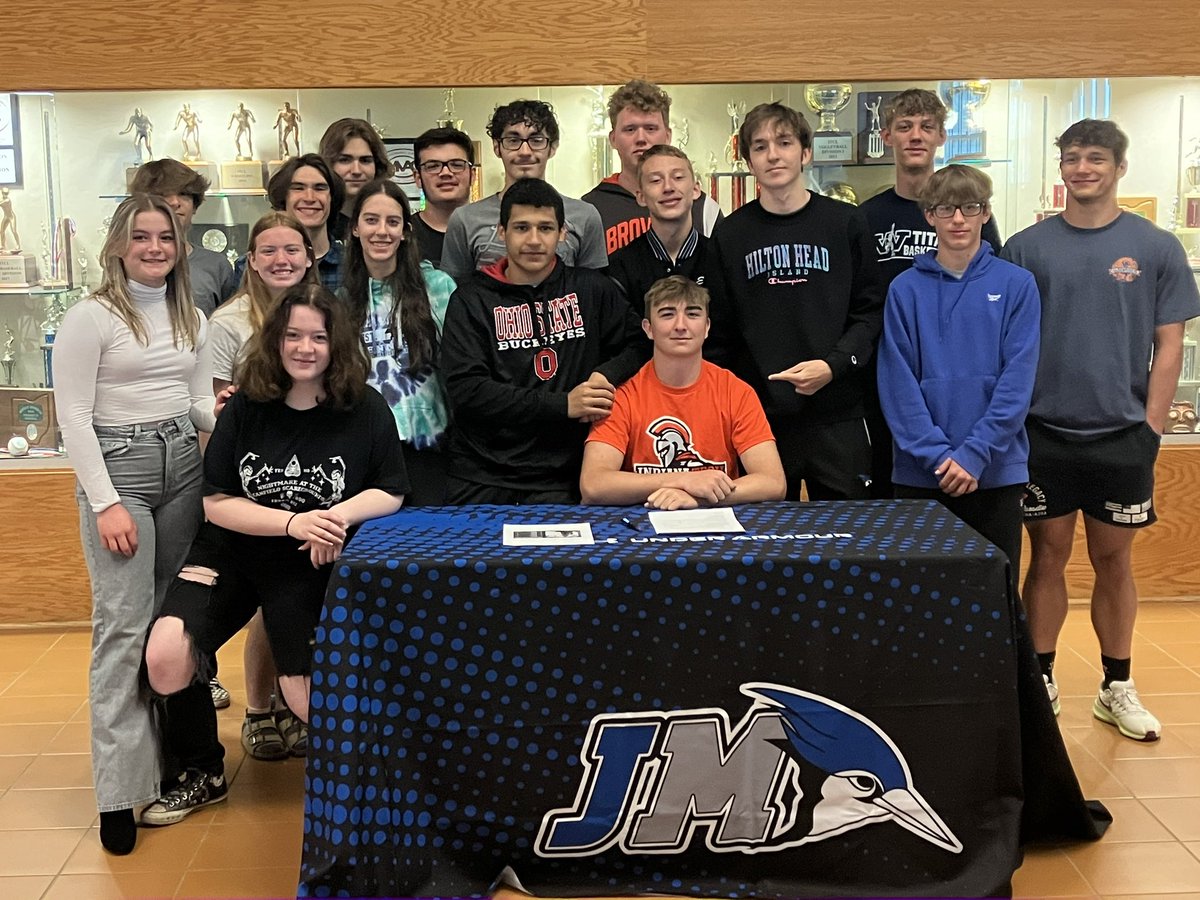 Jackson Milton’s Zeke Brock signing to Indiana Tech this morning for track.