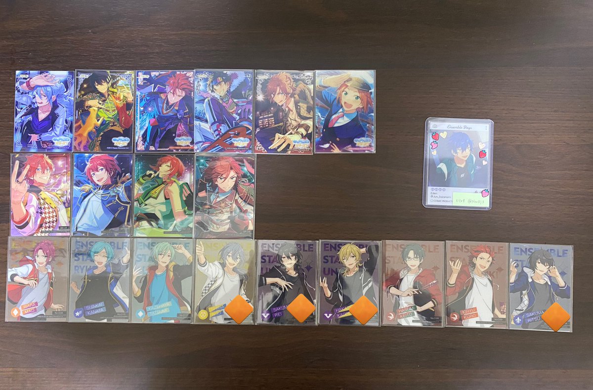 NouOj3's tweet photo. あんスタ !! クリアカード クリカ2 前弾 交換/譲渡

譲)画像参照
求)
交換▷SPジュン
           Nジュン 凪砂>茨 日和(友人分)
譲渡▷N80円/枚、SP140円/枚

条件など↓ https://t.co/IULrO2phAt