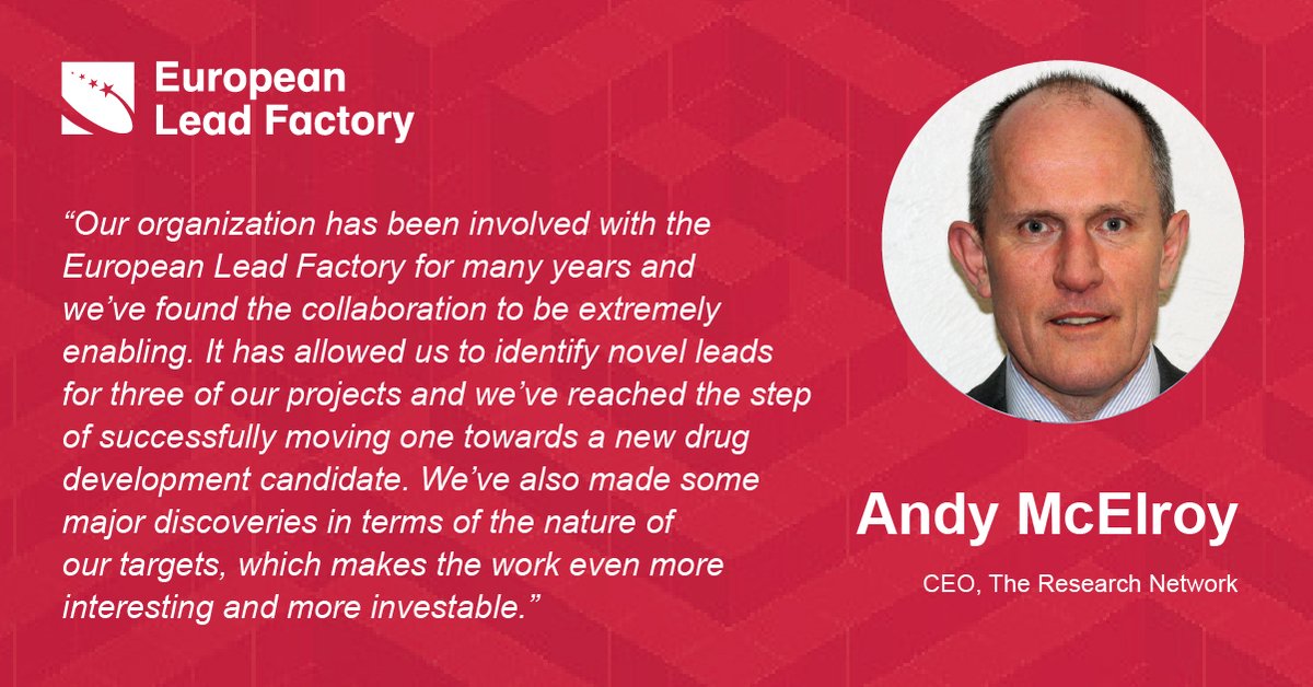 EuropeanLeadFactory (@euleadfactory) on Twitter photo We recently interviewed Andy McElroy, CEO of <a href="/TRN_Ltd/">The Research Network</a>. We asked Andy to tell us about his experience of working with the <a href="/EULeadFactory/">EuropeanLeadFactory</a> & the importance of investing in early #drugdiscovery initiatives like the ELF 👉 bit.ly/3BeUh1y
#drugdevelopment <a href="/IHIEurope/">Innovative Health Initiative</a> We recently interviewed Andy McElroy, CEO of <a href="/TRN_Ltd/">The Research Network</a>. We asked Andy to tell us about his experience of working with the <a href="/EULeadFactory/">EuropeanLeadFactory</a> & the importance of investing in early #drugdiscovery initiatives like the ELF 👉 bit.ly/3BeUh1y
#drugdevelopment <a href="/IHIEurope/">Innovative Health Initiative</a>