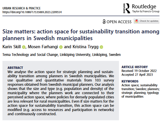 JournalURP's tweet photo. New research article published by Karin Skill, Mosen Farhangi @mosenfarhangi and Kristina Trygg

https://t.co/JviB4yJagV

#actionspace #sustainability #transition #sweden #planners #strategic #planning https://t.co/K6tQa5pqRn