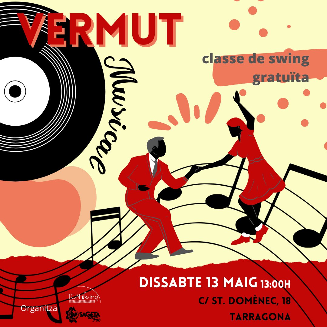 la_Sageta's tweet photo. Aquest dissabte, VERMUT SWINGERO al casal amb classe gratuïta gentilesa de @tgnswing. No fa falta inscripció prèvia.
#swing #swingclass #casalsiateneus #ball #dancing #tarragona https://t.co/EzqUF6XNKY