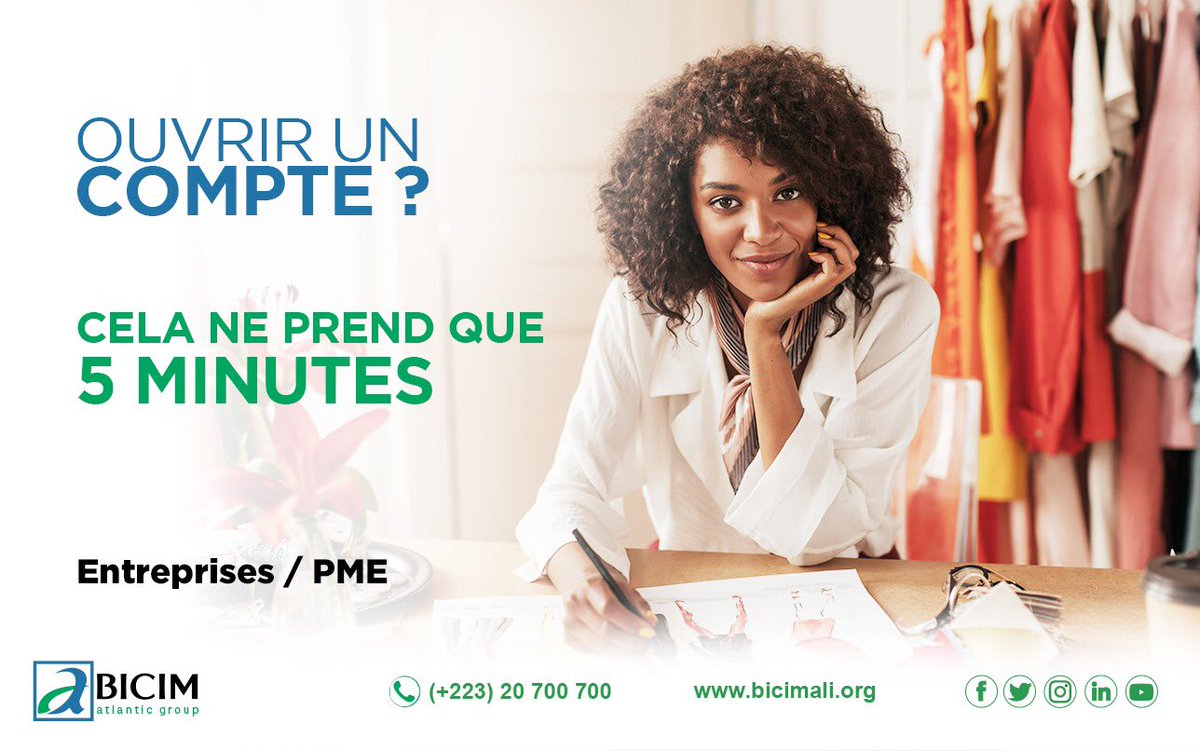 afgbankmali's tweet photo. Jeunes entrepreneurs, la BICIM est votre partenaire! Ouvrez vite votre compte et accédez à un large éventail de services et produits.
#Bicimali
#OuvrirUnCompte
#5mn
#Pro https://t.co/Ce9Lg7d6Yc
