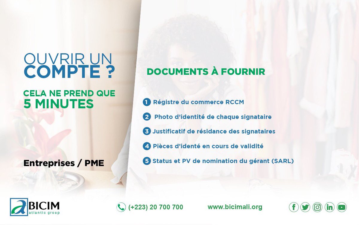 afgbankmali's tweet photo. Jeunes entrepreneurs, la BICIM est votre partenaire! Ouvrez vite votre compte et accédez à un large éventail de services et produits.
#Bicimali
#OuvrirUnCompte
#5mn
#Pro https://t.co/Ce9Lg7d6Yc