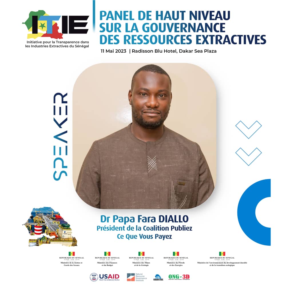 pcqvpsenegal's tweet photo. La Coalition Nationale Publiez Ce Que Vous Payez est convié à participer au Panel de haut niveau sur la Gouvernance des Ressources Naturelles que le Comité National ITIE organise le jeudi 11 mai 2023 à partir de 9h00 au Radisson Blu de Dakar 🌍🌿
#PanelDeHautNiveau #PCQVP https://t.co/0O4cn1JLCK