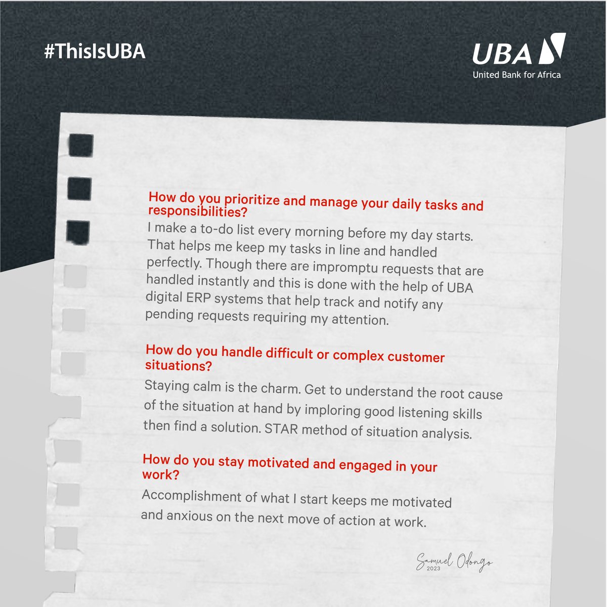 UBAUganda's tweet photo. Follow our #ThisIsUBA campaign to get to know Samuel and the rest of our incredible team better. We can't wait to share more stories about the people who make UBA the bank of choice for so many customers.
#experience #customerservice #UBA https://t.co/CcQh0hn6aG
