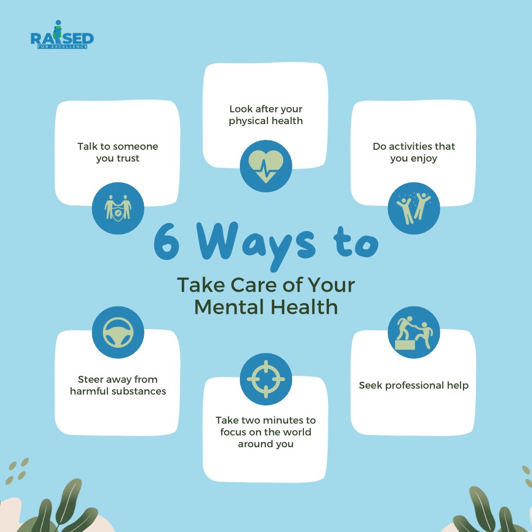 raised4excelle1's tweet photo. WAYS TO TAKE CARE OF YOUR MENTAL HEALTH 

#Mentalhealth #youth 

Uncle Demola Nurses Final Destination https://t.co/a1YZKy1y5y