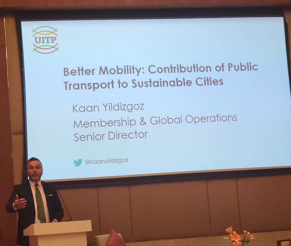Road transport accounts for 75% of CO2 emissions. Meanwhile, bus 🚍 &amp; rail 🚇 are 2-4x more energy efficient. -  <a href="/kaanyildizgoz/">Dr. Kaan Yıldızgöz</a>, Sr Dr Global Growth <a href="/UITPnews/">UITP</a> on the "Contribution of #PublicTransport to Sustainable Cities" at the Road to #COP28 Series by <a href="/AHK_global/">AHK l German Chamber Network Abroad</a> <a href="/COP28_UAE/">COP28 UAE</a>