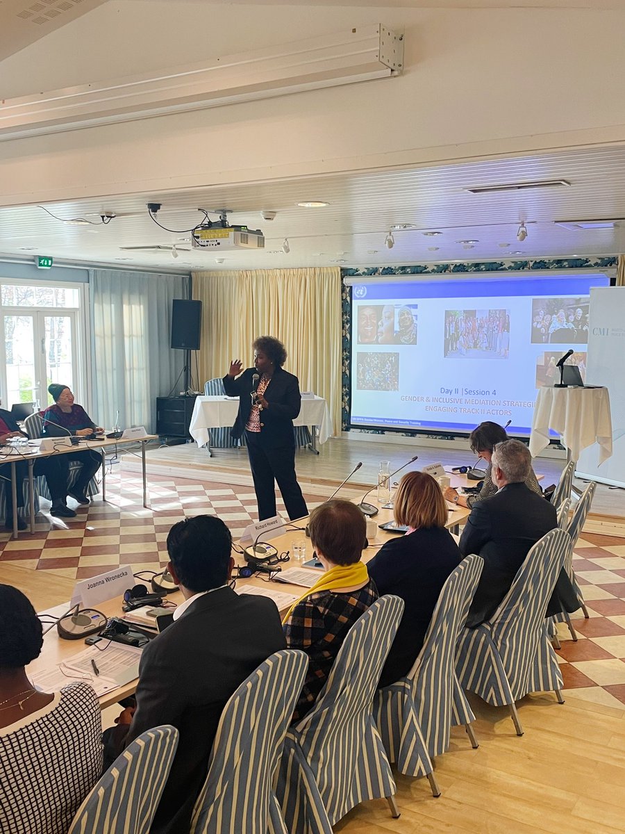 cmioffice's tweet photo. Day 2 of #GIM23 is well underway, with many insightful sessions by @UNDPPA.
One of the focus points today is digital peacemaking, which is a priority area for CMI. Digital tools have strong potential to increase the inclusion of women in peace processes. https://t.co/78NsbxEN7s