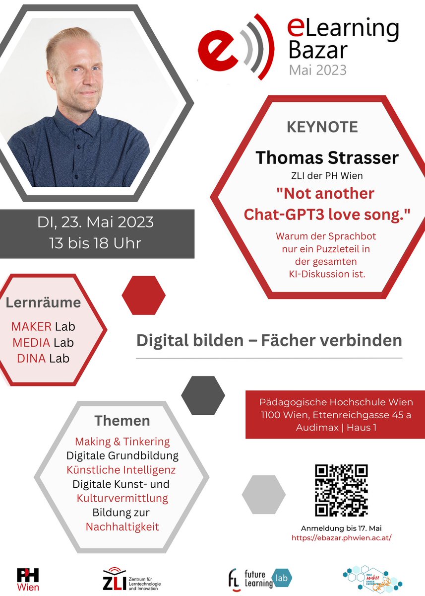 michael00899182's tweet photo. Thomas Strasser zu KI im Unterricht am eBazar 23.05.23.
an der Pädagogischen Hochschule Wien
https://t.co/YsCFyrzypM
Schau vorbei! #twlz, #KI, #digitaleBildung https://t.co/7J6UFFFDwv