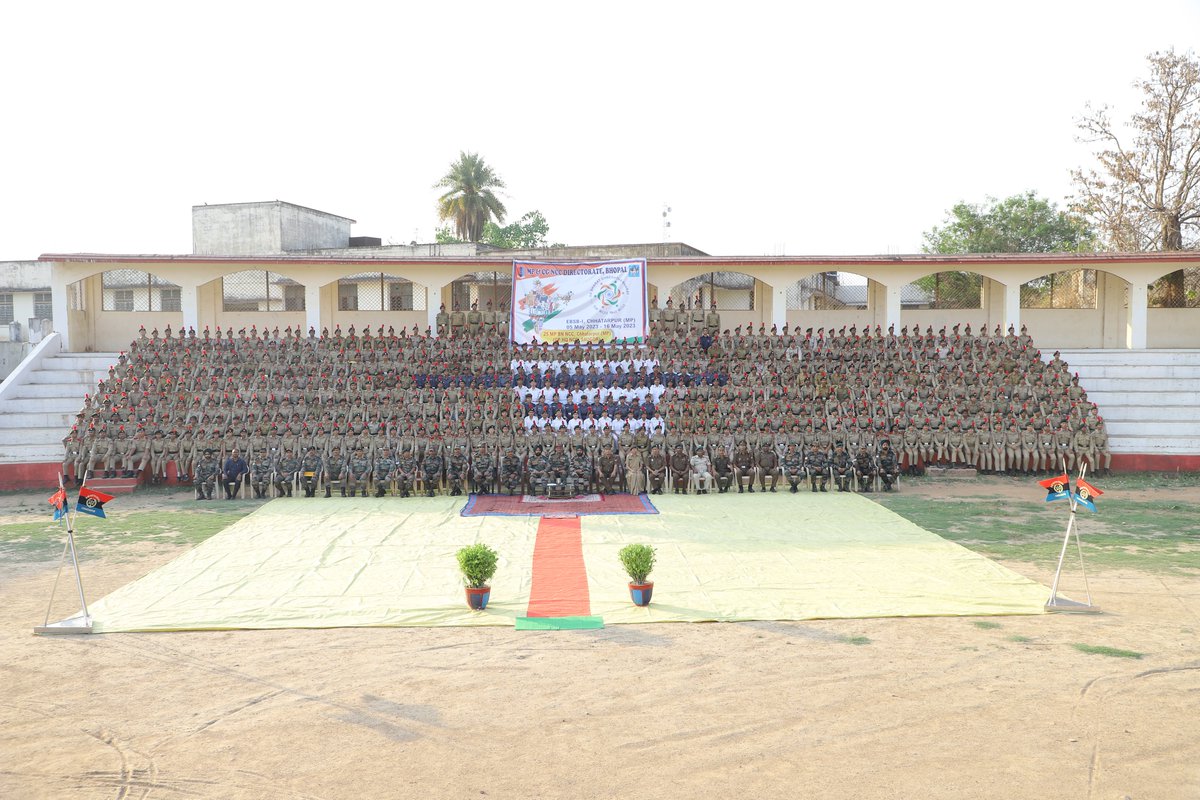 25mpbnnccchhatr's tweet photo. EK Bharat Shreshtha Bharat Camp - I Commenced at @25mpbnnccchhatr  wef 05 May 2023 to 16 May 2023 Group Photo of the Contingent was.@NccDteMPCG @HQ_DG_NCC  @collchhatarpur @CMMadhyaPradesh  #EBSB_NCC_CAMP2023_Chhatarpur https://t.co/TMbTFtzsAQ