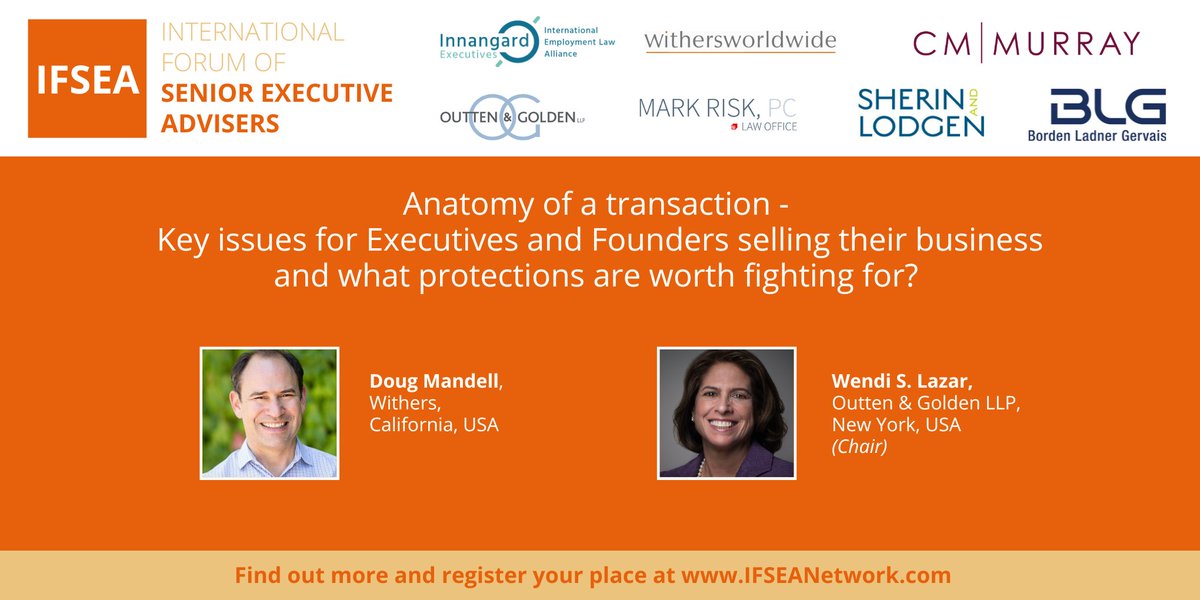 Anatomy of a Transaction - Key Issues for Executives and Founders Selling Their Business and What Protections are Worth Fighting For? ✏ Register for the #IFSEAConference2023 on June 2023 here: lnkd.in/g3XvubKy #SeniorExecutives #Founders #IFSEAConference2023 #IFSEA