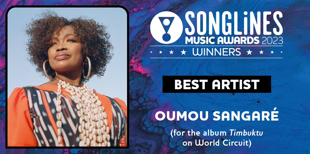 SonglinesMag's tweet photo. Congratulations to @OumouSangare for winning the Best Artist category in the Songlines Music Awards 2023 for the album Timbuktu on @WorldCircuit
https://t.co/JsXS9i9KV8 #SMA23
@BMGuk https://t.co/Nnn2CphwEd