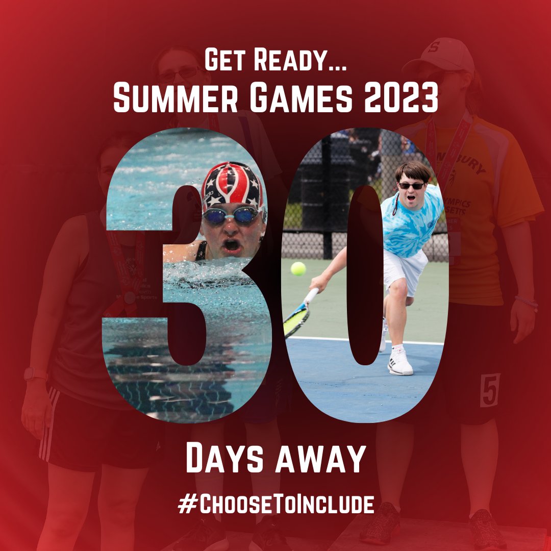 📣Just 30 days until our BIGGEST event of the year! Learn more about this year's Summer Games and how you can #GetInvolved by visiting our website at specialolympicsma.org/event/summer-g… 
#ChooseToInclude #summergames2023