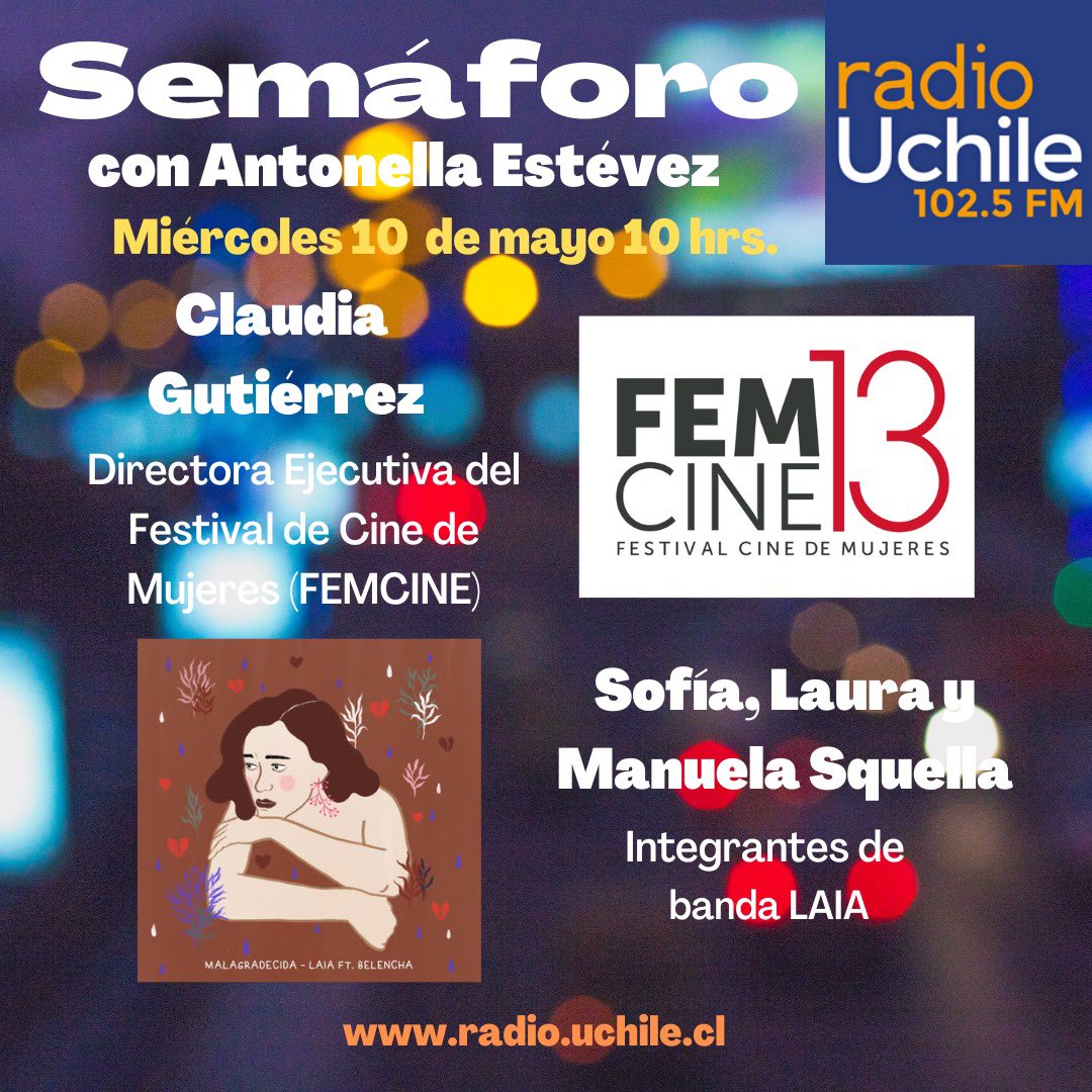 FEMCINE's tweet photo. Hoy a las 10, sintonicen #Semáforo de  @uchileradio 102.5FM donde podrán conocer más de la programación de #femcine conduce @AntoEstevez https://t.co/SK1ve1g9xg
